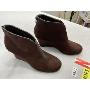 Womans Aerosoles Slip On Wedge Booties 9 Burgandy Back Zip